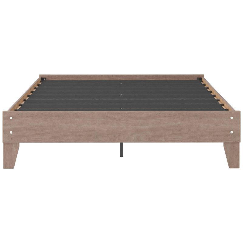 Signature Design by Ashley Queen Flannia Platform Bed Gray: Natural Finish, Wood Frame, No Box Spring Needed