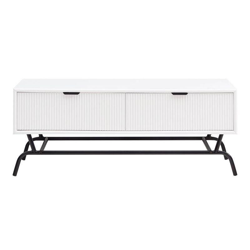 White and Black Rectangular Coffee Table with Storage