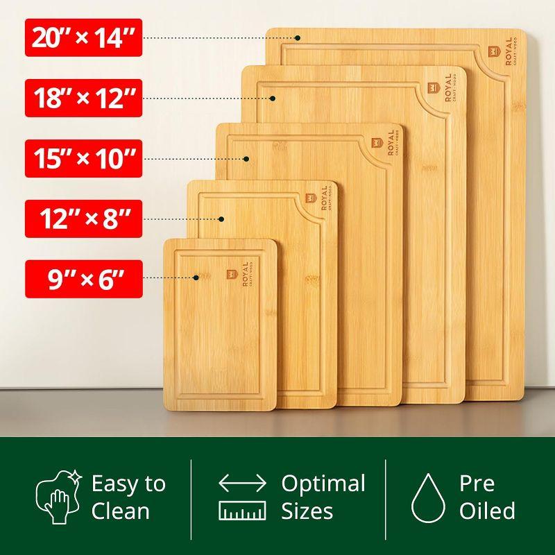 Royal Craft Wood Bamboo Cutting Board Set of 5