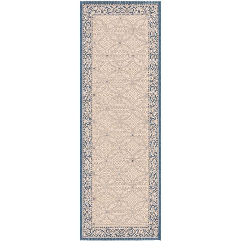 Courtyard CY1502 Power Loomed Indoor and Outdoor Runner Rug - Natural/Blue - 2'3"x6'7" - Safavieh