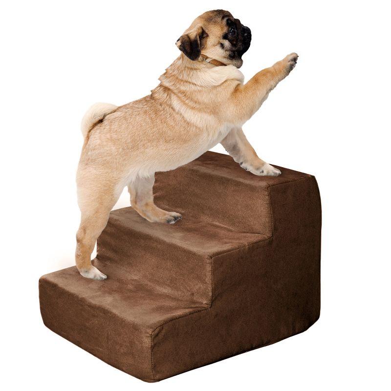 Brown High-Density Foam 3-Step Pet Stairs