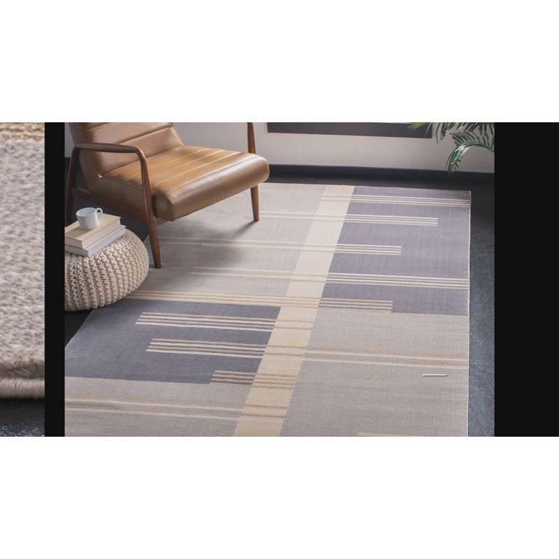 Art Deco Inspired 2' x 3' Hand-Knotted Gray Synthetic Area Rug