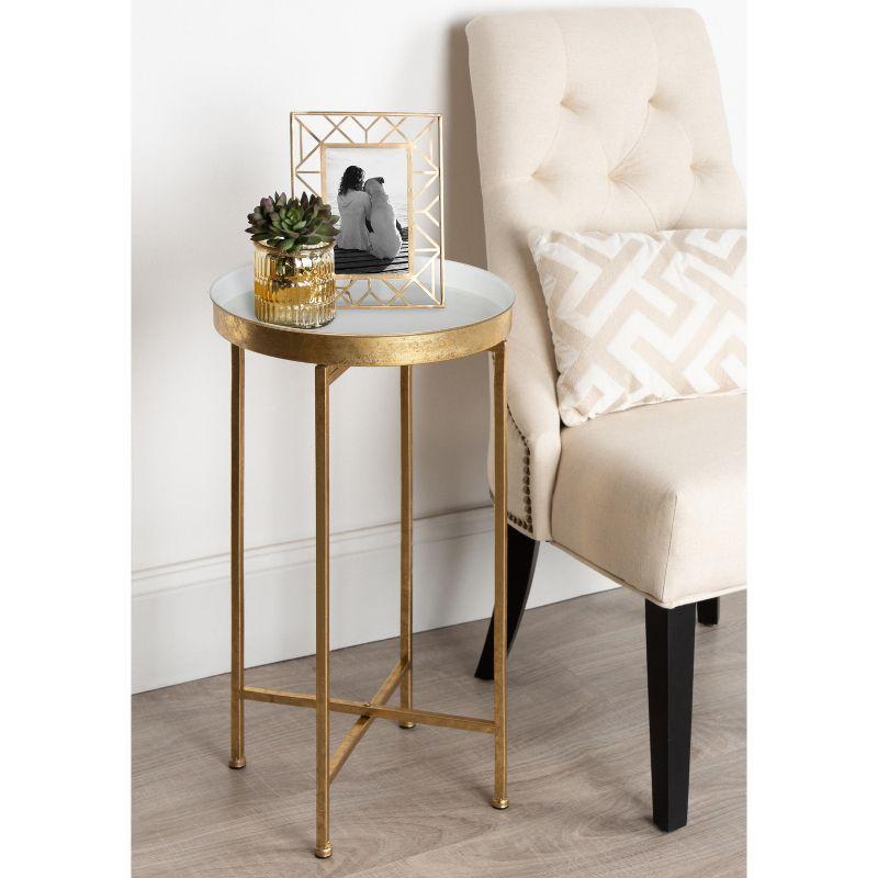 Kate and Laurel Celia Round Metal Foldable Tray Accent Table