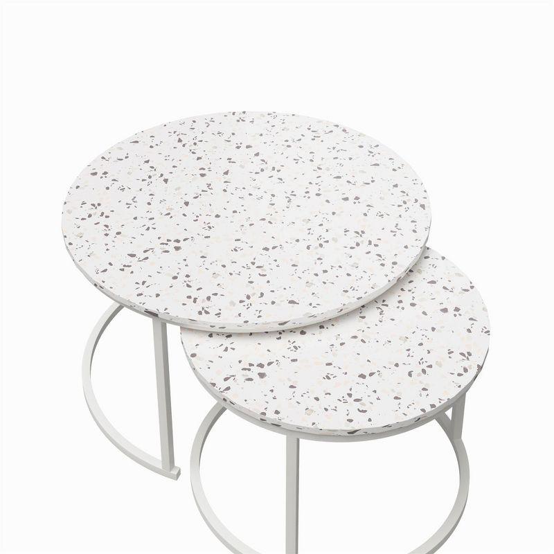 Amelia Round White Metal Nesting Coffee Tables