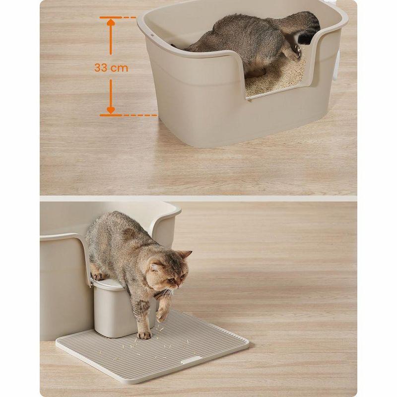 Feandrea Extra Large Beige Polypropylene Cat Litter Box with Storage