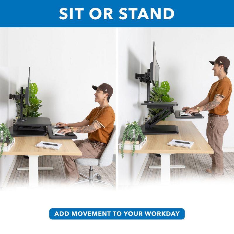 Mount-It! Height Adjustable Sit Stand Workstation, Standing Desk Converter with Dual Monitor Mount