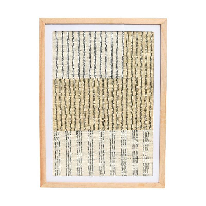 Handwoven Cotton Wall Art with Natural Wood Frame and Plastic Cover