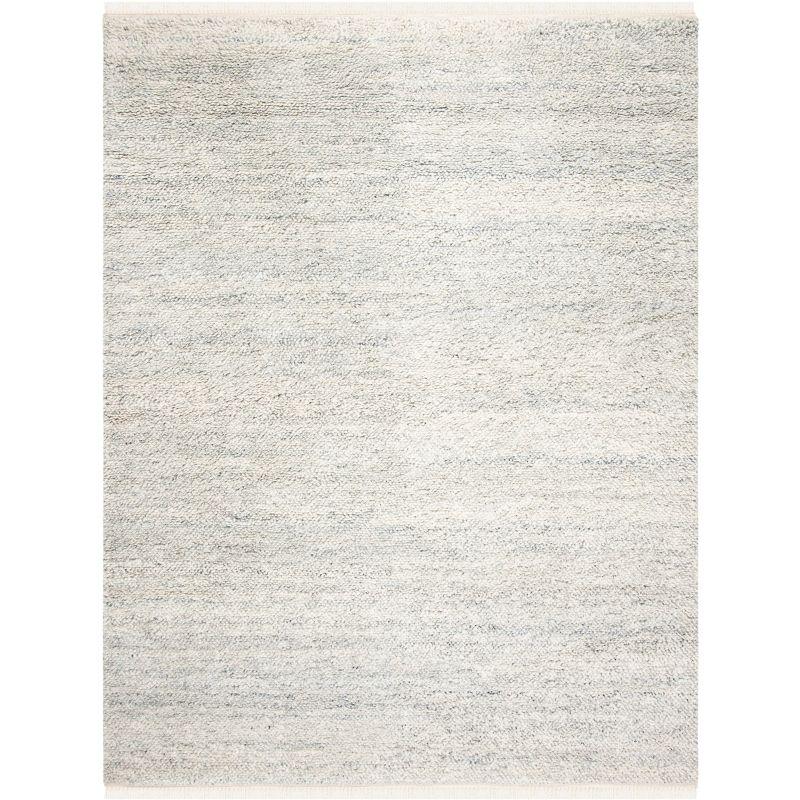 Coastal Charm Hand-Knotted Gray Wool 9' x 12' Area Rug with Fringe