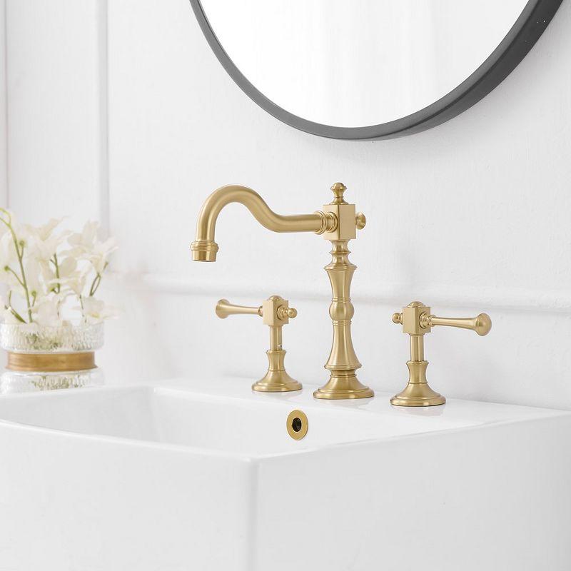 Brushed Gold Antique Brass Double Handle Widespread Bathroom Faucet