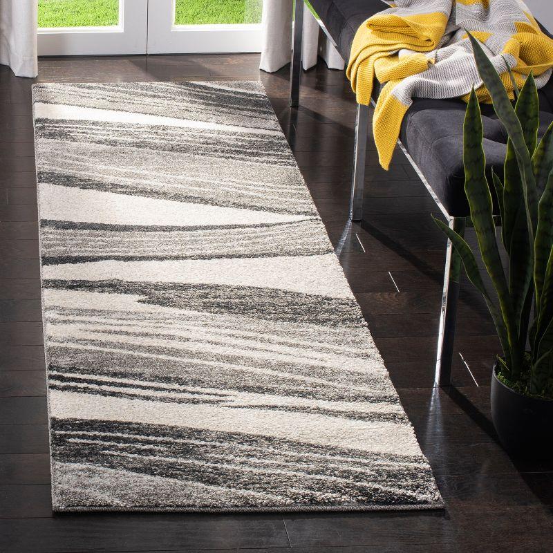 Mid-Century Modern Abstract Gray Shag Area Rug 27in