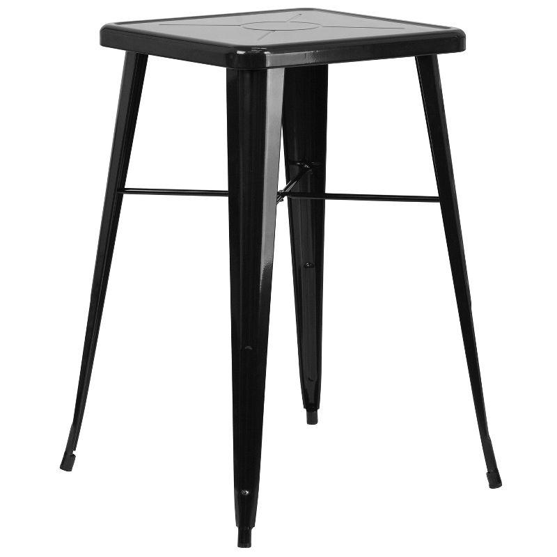 Black Steel Square Indoor-Outdoor Bar Height Table