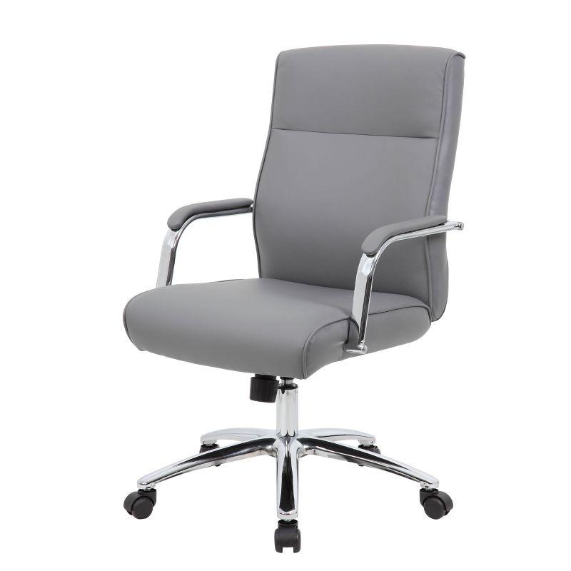 Ergonomic Executive Swivel Chair in Breathable Gray Vinyl