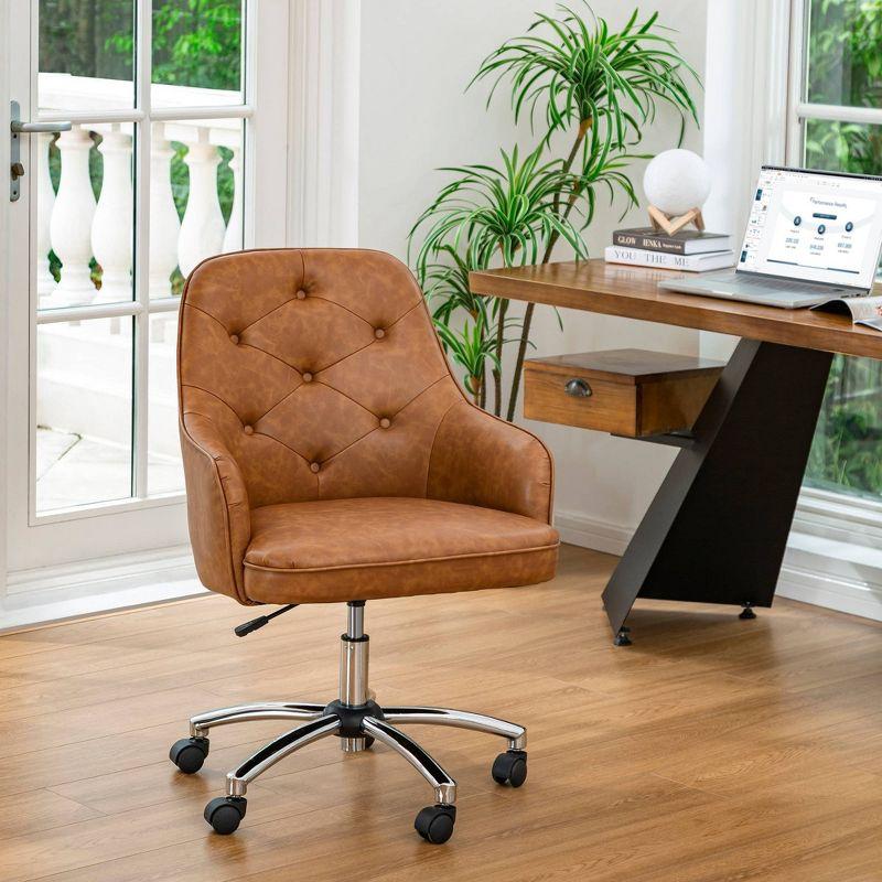 40&#34; Fabric Gaslift Adjustable Swivel Office Chair Brown - Glitzhome