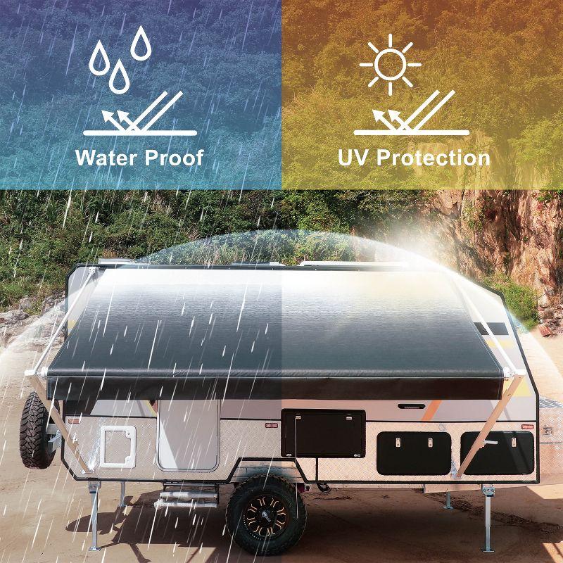 ALEKO Retractable RV Awning 16 X 8 ft Camping Waterproof Vinyl Canopy Gray
