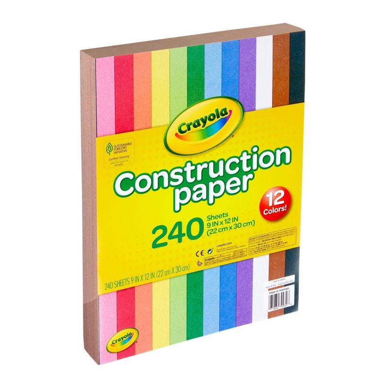 Crayola 240-Sheet Construction Paper 12-Color: School Supplies for Kids, Craft Paper, 9x12 Inches, Multicolor, Uncoated