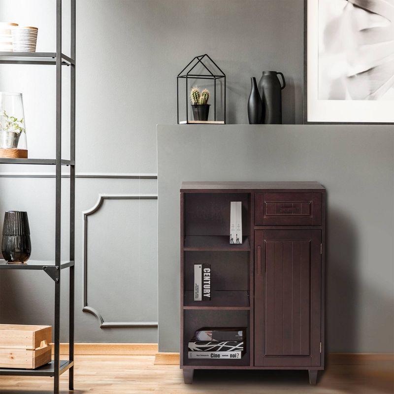 Espresso Finish Adjustable Shelving Traditional Bathroom Cabinet