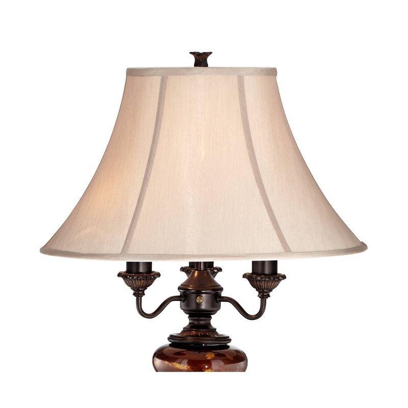 Barnes and Ivy Traditional Floor Lamp 4-Light 63" Tall Lush Bronze Tortoise Glass Font Bell Shade for Living Room Reading Bedroom Office