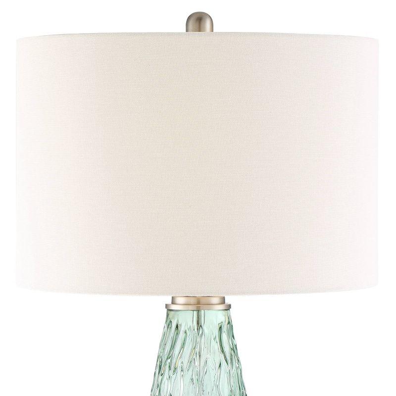 360 Lighting Julia 26 3/8" Tall Modern Coastal Table Lamps Set of 2 Seafoam Green Glass Living Room Bedroom Bedside Nightstand House Off-White Shade