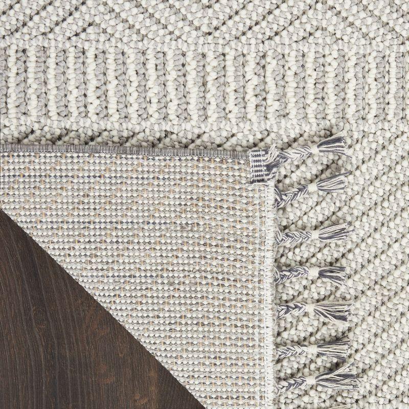 Nourison Elwood Contemporary Indoor Tassel Fringe Area Rug Grey/Ivory 2'2" x 8'2"