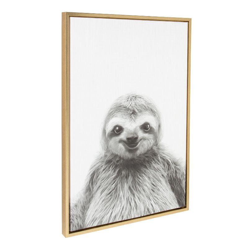 33" x 23" Sylvie Sloth Animal Print And Portrait By Simon Te Tai Framed Wall Canvas - Kate & Laurel