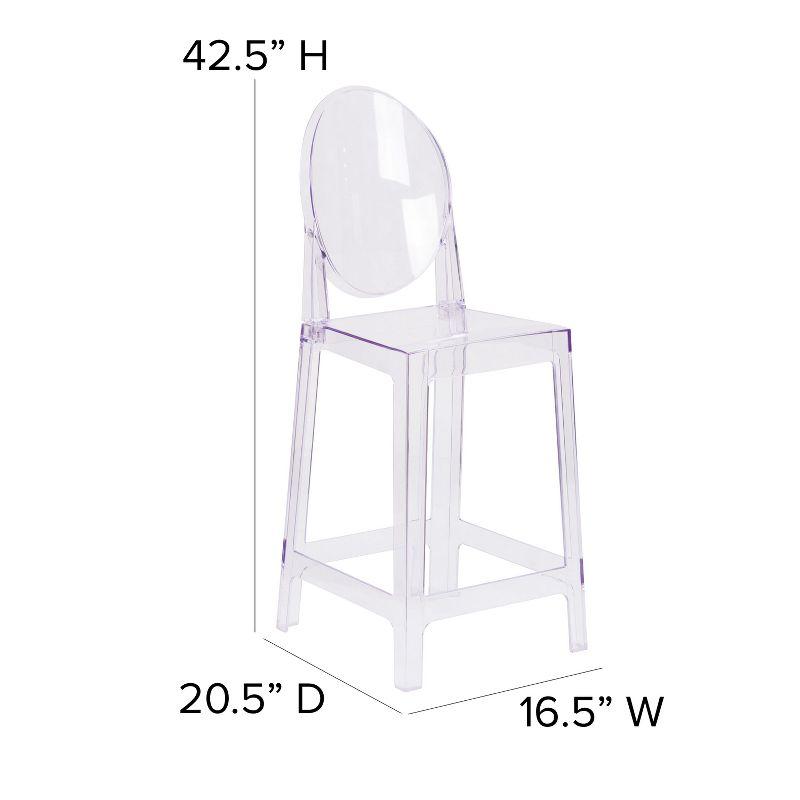 Flash Furniture Ghost Counter Stool with Oval Back in Transparent Crystal