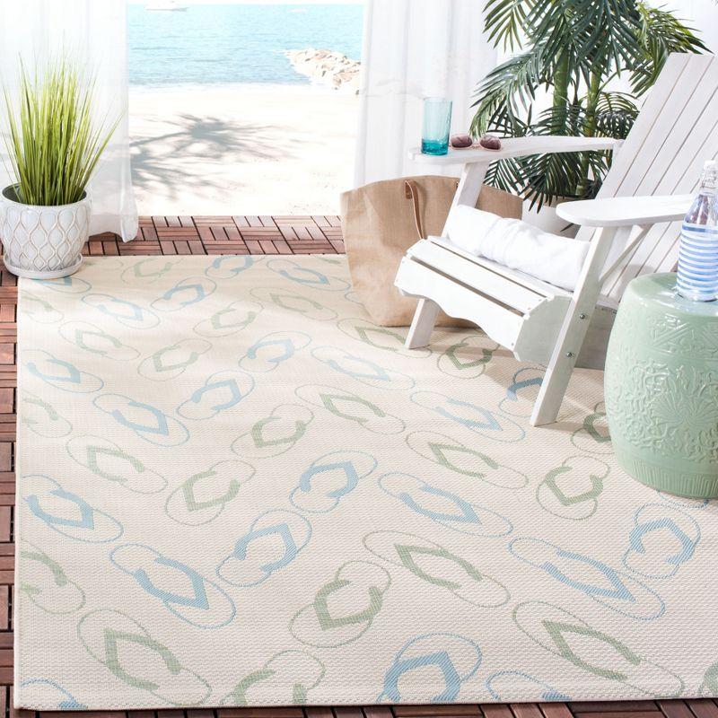 Beige & Aqua Easy-Care Synthetic Indoor/Outdoor Area Rug - 2'7" x 5'