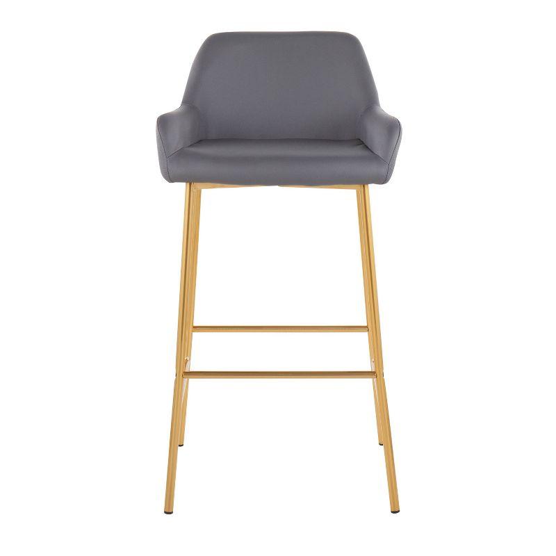 Set of 2 Daniella Metal Faux Leather Barstools Gold/Gray - LumiSource: Upholstered, Fixed Height, with Back