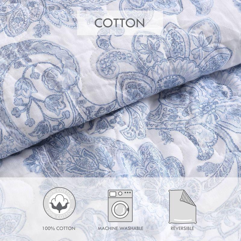 Field of Paisley Cotton Quilt Set Blue - Stone Cottage