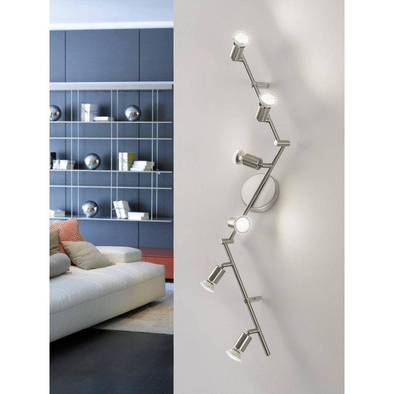 EGLO Buzz 6-Light Track Light Matte Nickel: Transitional Style, Adjustable, ETL Listed, Halogen