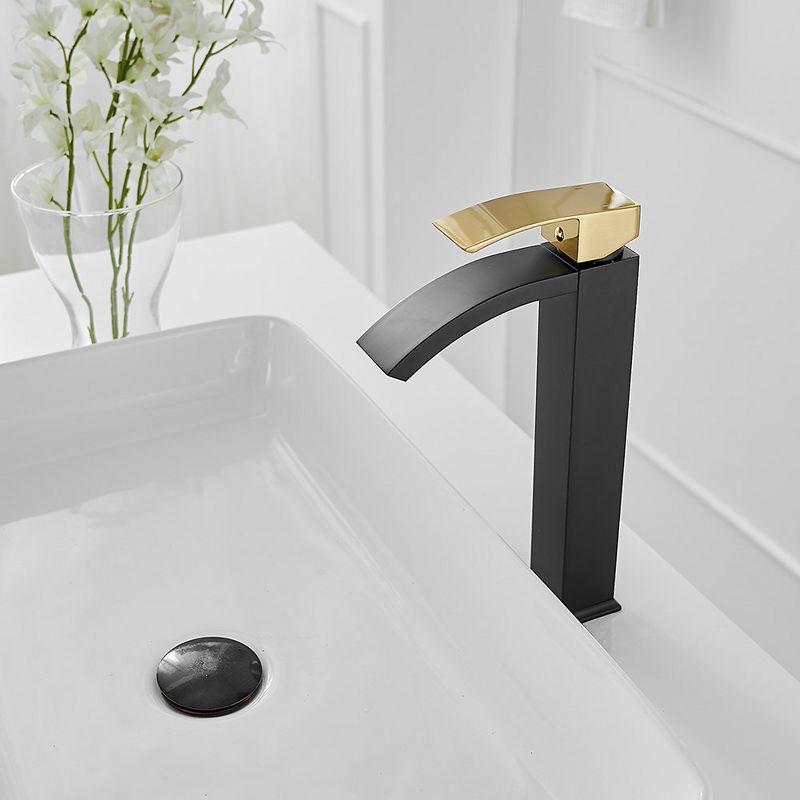 Gold and Black Waterfall Single Handle Vessel Sink Faucet