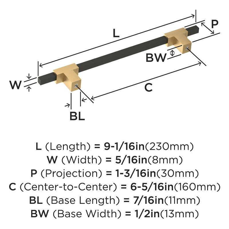 Amerock Urbanite 6-5/16 inch (160mm) Center-to-Center Champagne Bronze/Matte Black Cabinet Pull