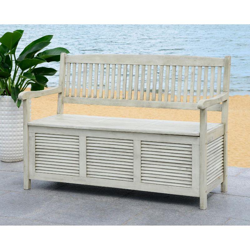 Brisbane Bench - Outdoor - PAT7017 - Distressed/White - Safavieh