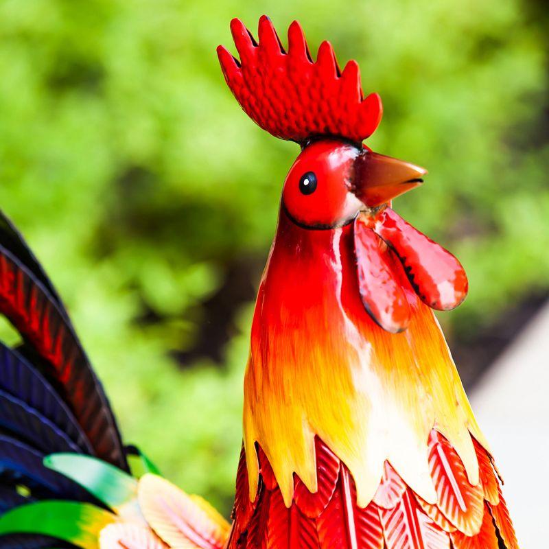 Colorful Rooster Metal Garden Statuary