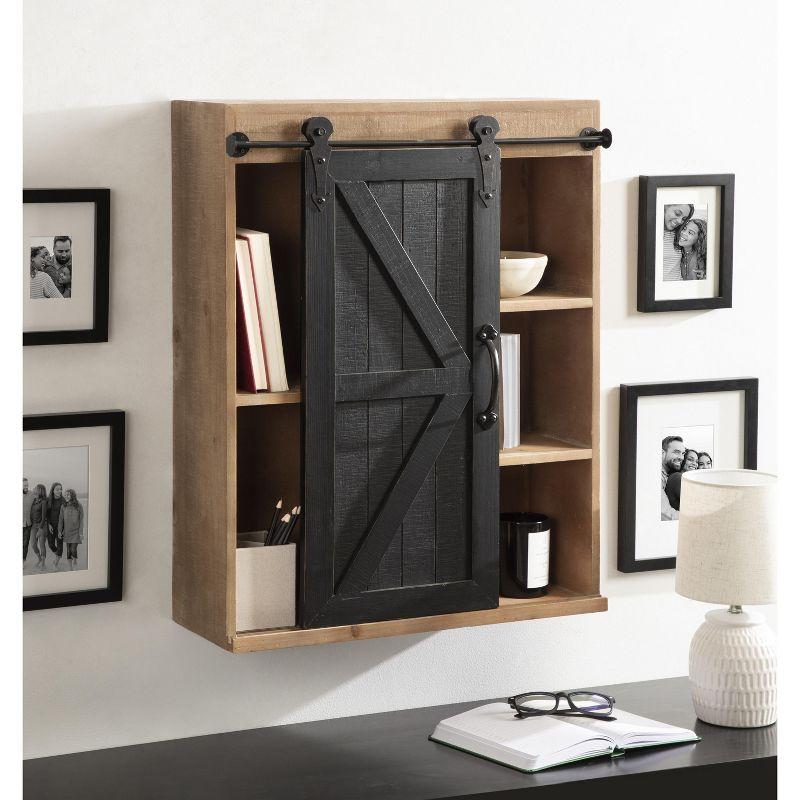 Kate and Laurel Cates Wood Wall Storage Cabinet with Sliding Barn Door