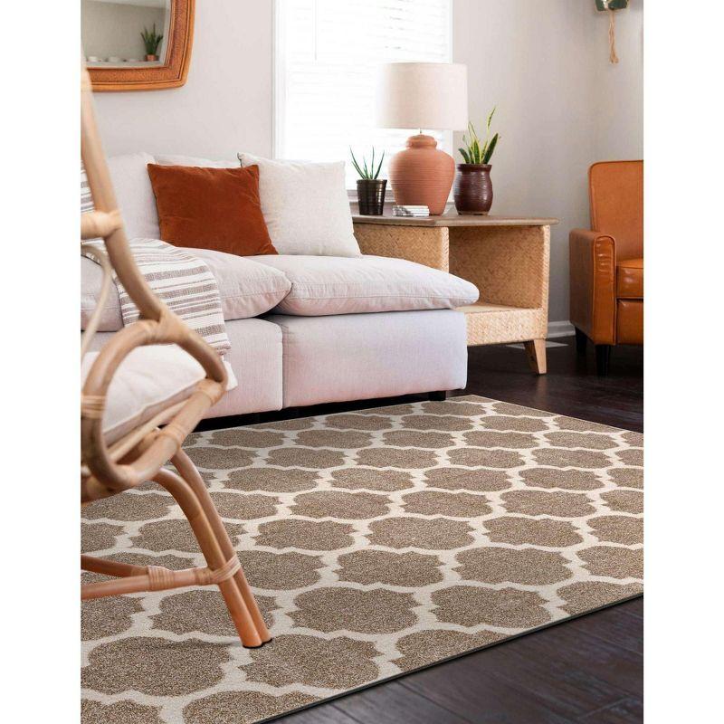 Elegant Trellis Light Brown Indoor Rectangular Rug