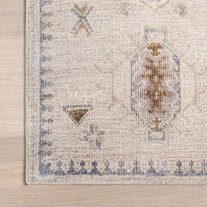 Nuloom Krystin Medallion 4x6 Machine Washable Indoor Area Rug for Living Room Bedroom Dining Room Kitchen, Beige/Ivory