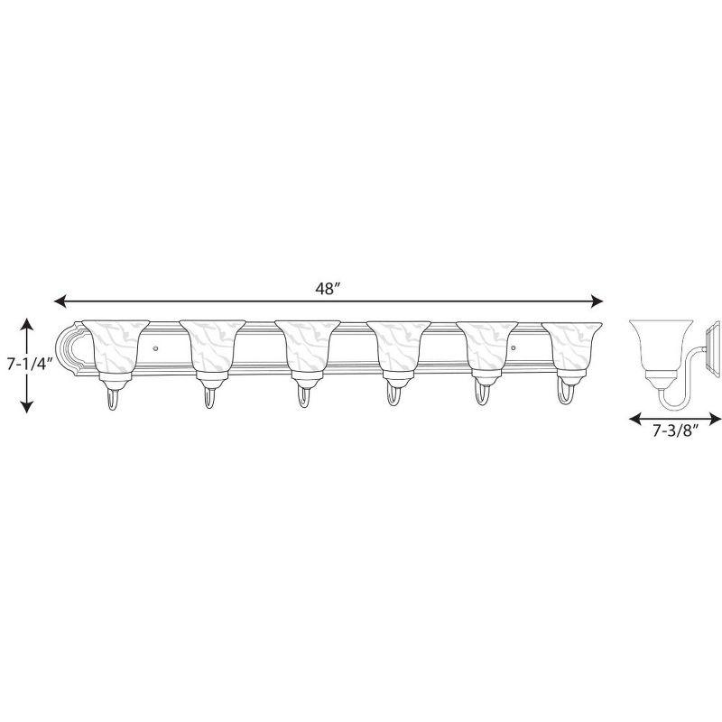 48" Brushed Nickel 6-Light Bath Vanity with Alabaster Glass