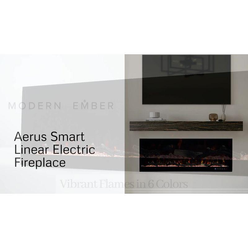 Modern Ember Aerus Smart Linear Electric Fireplace, Multiple Flame Colors-Voice Assistant Compatible