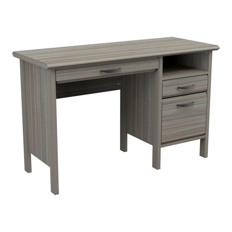 47" Computer Desk Smoked Oak - Inval: Home Office Furniture with Keyboard Tray & File Storage