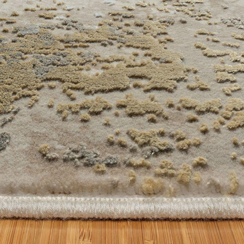 Gertmenian Florance Gela Modern Abstract Beige/Gold High-Low Viscose/Acrylic Area Rug