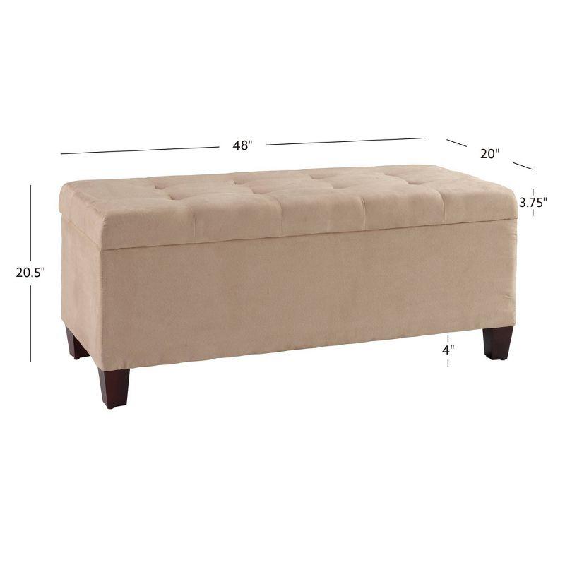 Beige Upholstered Shoe Storage Ottoman with Tufted Top