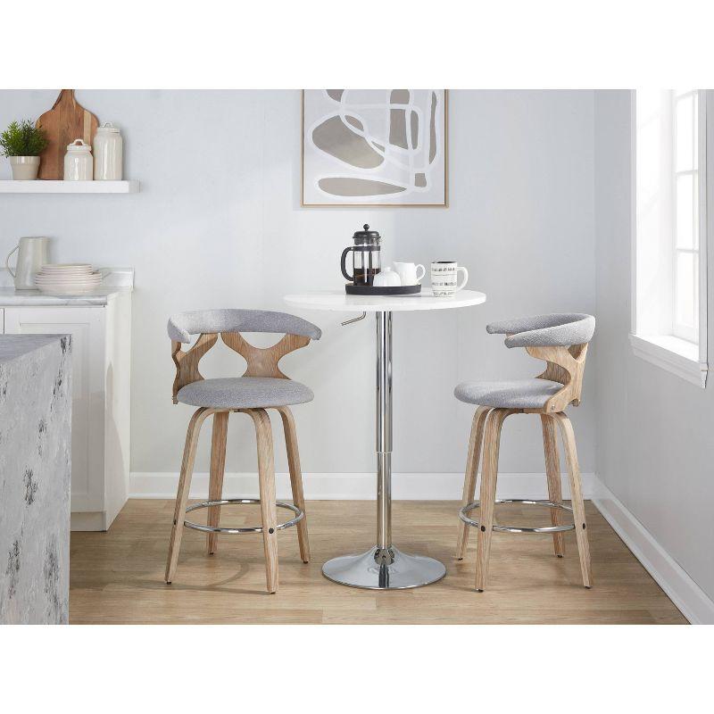 Set of 2 Gardenia Counter Height Barstools White Wash/Light Gray/Chrome - LumiSource