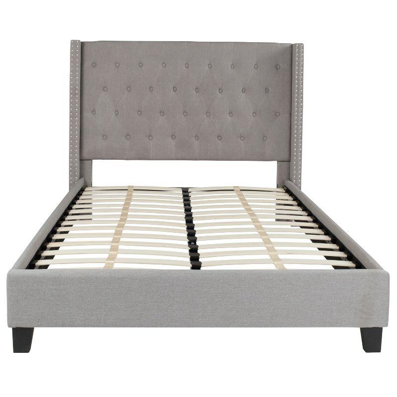 Flash Furniture Riverdale Tufted Upholstered Platform Bed with Accent Nail Trimmed Extended Sides