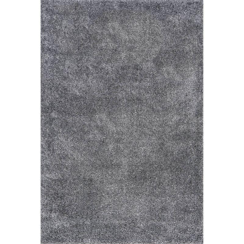 Gray Rectangular Shag Synthetic Area Rug