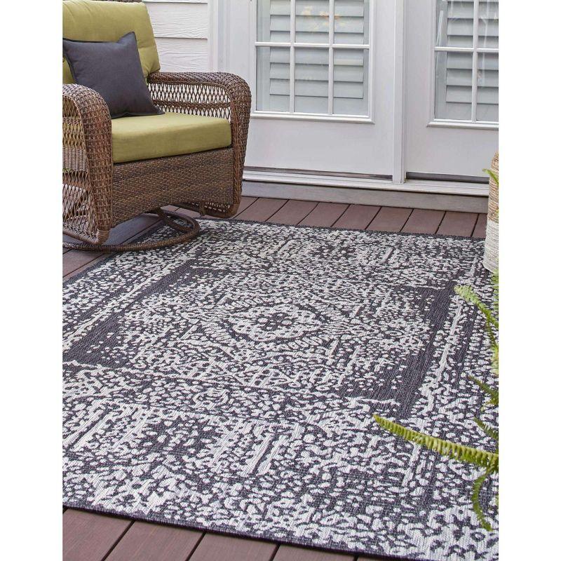 Charcoal Gray 7' x 10' Synthetic Rectangular Outdoor Rug