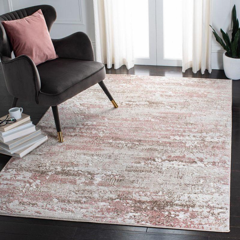 Abstract Elegance Beige & Pink Synthetic 4' x 6' Area Rug