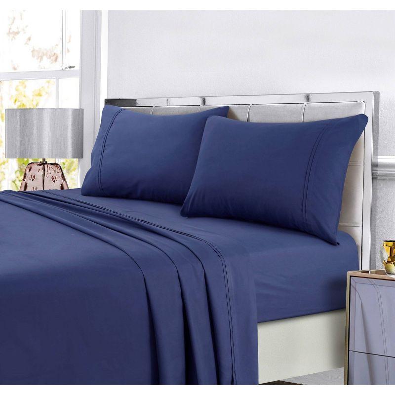 Microfiber Solid Deep Pocket Sheet Set (Queen) Moonlight Blue 110 GSM - Tribeca Living