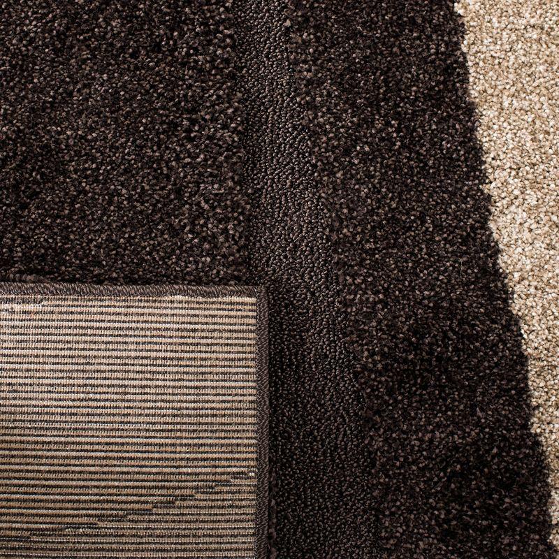 Florida Shag SG451 Power Loomed Indoor Area Rug - Dark Brown/Beige - 5'x5' Square - Safavieh