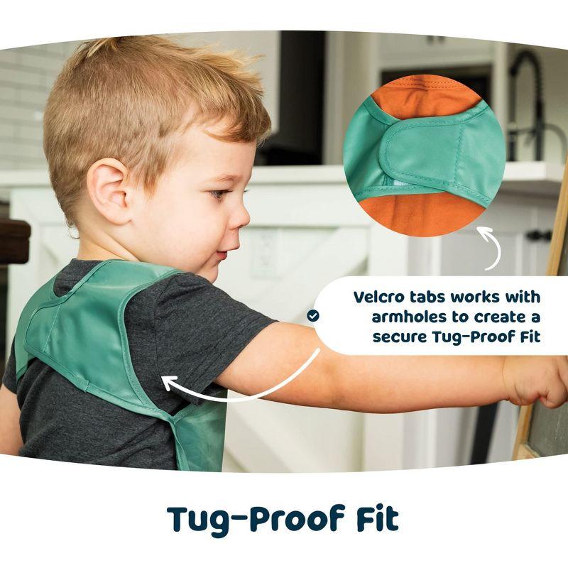 Tiny Twinkle 2-Pack Mess-Proof Apron Toddler Bib w/Tug-Proof Closure and BPA-Free (Sage Charcoal, Small 6-24 Months)