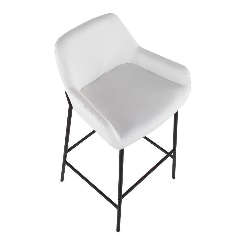 Set of 2 Daniella Metal Faux Leather Barstools Black/White - LumiSource: Upholstered, Fixed Height, Foam Filled